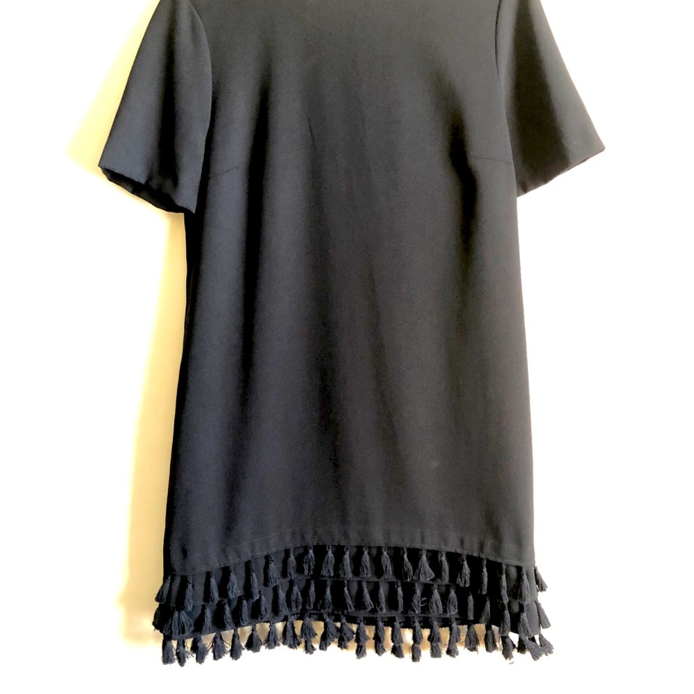 Zara black cocktail dress with tassel hem